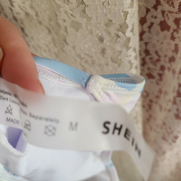 Nwt shein pastel plaid brief tie bottom bikiniSize medium - Picture 8 of 9